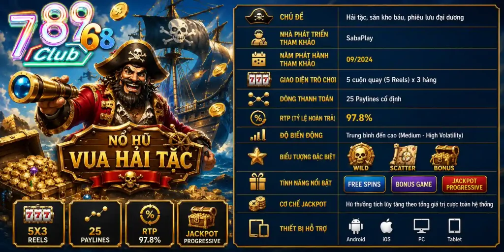 Nổ Hũ Vua Hải Tặc 789Club – Săn Jackpot Giữa Đại Dương Kho Báu Đôi nét tổng quan về tựa game Nổ hũ Vua Hải Tặc 789Club